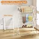 Drying Rack Clothing, 3-Tier Clothes Drying Rack Foldable, Antirust Laundry Drying Rack Collapsible Use for Indoor & Outdoor, 11.8" D x 34.6" W x 35.4" H, White