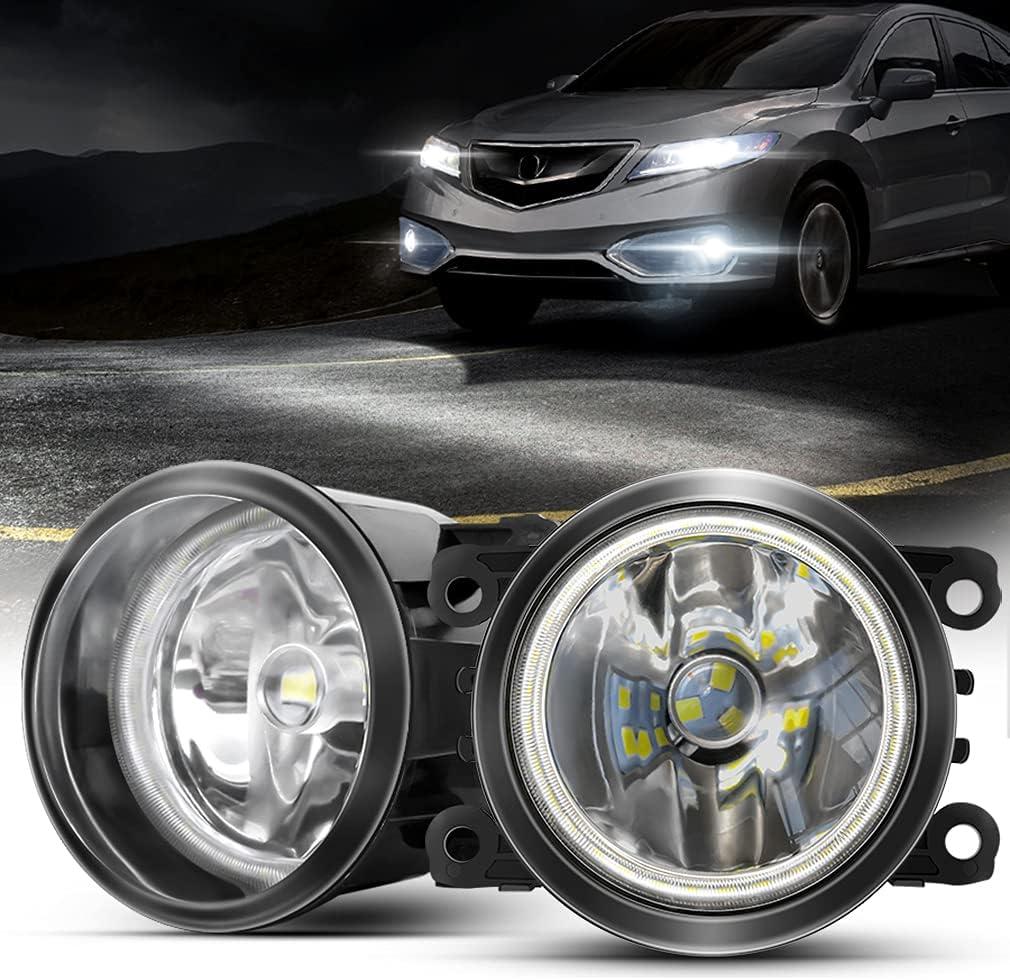 2in1 Halo Ring Fog Lights for Honda 12-14 CR-V, 12-15 Pilot, 13-15 Accord Coupe, Crosstour, CR-Z, Acura 10-15 RDX, 13-14 ILX, 11-14 TSX, 12-14 TL, LED Fog Lamp With Angel Eye DRL
