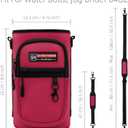 NATURE PIONEOR Water Bottle Holder with Strap,Water Bottle Carrier Bag Sling Sleeve with Adjustable Shoulder Strap & Handle and Large Phone Pocket for Walking,Hiking,Travelling for 25oz/32oz/40oz/64oz (Magenta Red)
