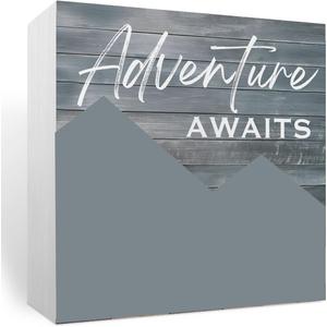 2 x Mountain Decor, Adventure Awaits,Moving Mountains Classroom Decor, party decorations Rustic Camping Theme Wood Box Sign Mountain Wall Decor Travel Adventure Mountain Centerpiece friends Birthday Gift