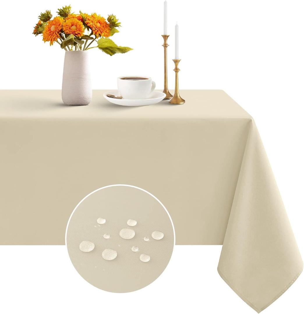 Romanstile Rectangle Tablecloth - Waterproof and Wrinkle Resistant Washable Polyester Table Cloth for Kitchen Dining/Party/Wedding Indoor and Outdoor Use (54 x 78 inch, Beige)