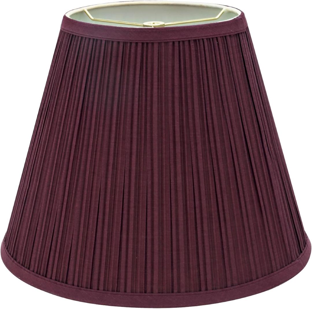 Aspen Creative 33052, Hardback Empire Transitional Spider Lamp Shade, Mushroom Pleated Burgundy, 7" Top x 13" Bottom x 10" Slant