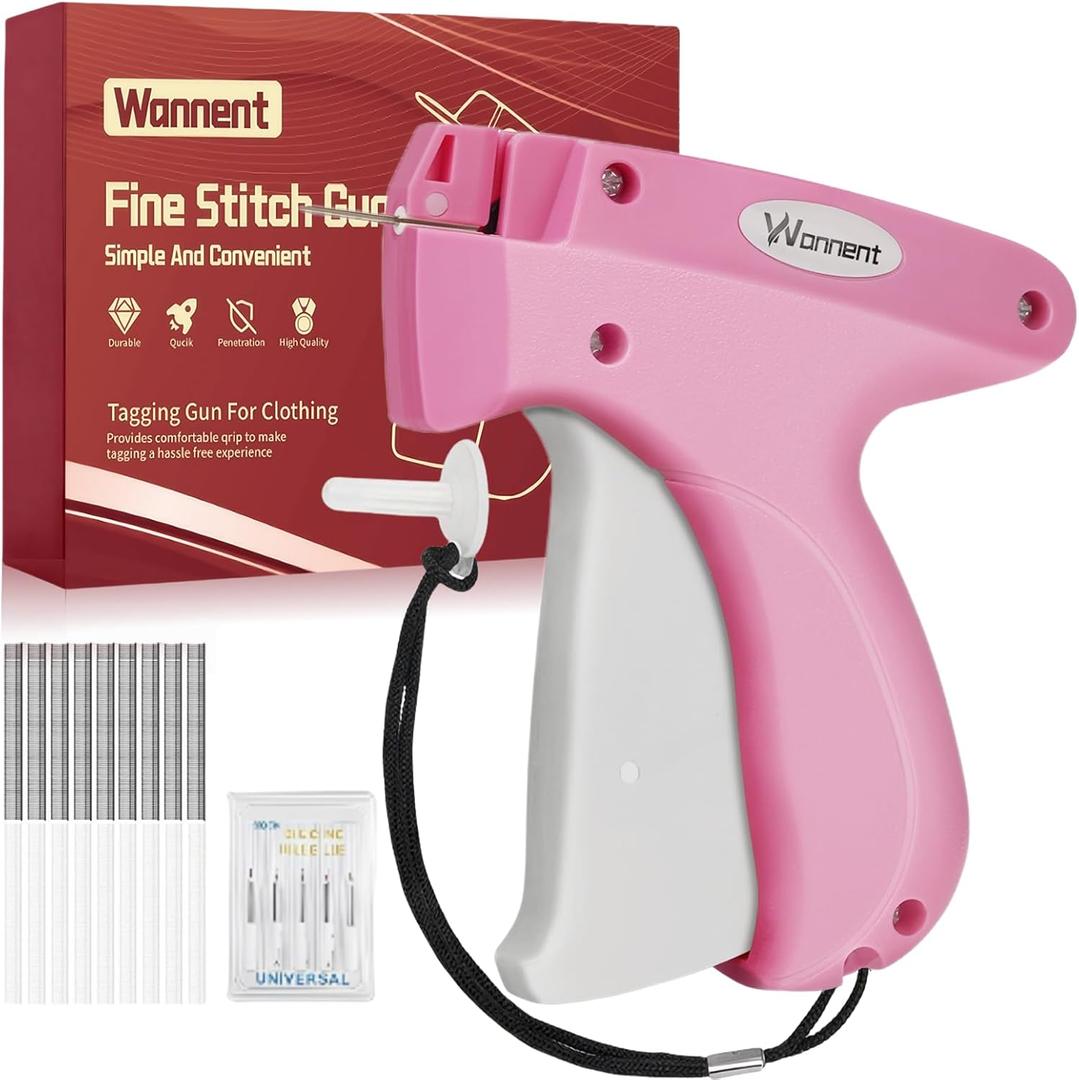 Stitch Gun for Clothes Stitchy Tagging Gun for Clothing Stitchy Quick Clothing Fixer -Includes 1,000 Black Fasteners & 1,000 White Fasteners & 6 Needles (Hotpink+White)