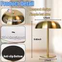 Portable LED Mushroom Table Lamp, 8.46'' Metal Small Cordless Desk Night Light with 5200mAh Rechargeable Battery, Stepless Dimming Lamp with 3 Colors for Bedroom/Bar/Coffee Shop (Black)