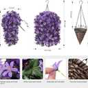 Hoppwodd Artificial Flower for Outdoors 4pcs Fake Lily Hanging Flower Baskets for Outside UV Resistant Silk Faux Long Trailing Vines for Garden Porch Patio, Purple & Light Purple