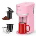 Horavie Small Single Serve Coffee Maker, Fast Brew One Cup Coffee Machine for K Cup and Grounds, 6 to 12 oz. Brew Sizes, Capsule Coffee Machine with Descaling Reminder and Viewing Tank