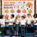 Containlol Thanksgiving Health Bulletin Board Set Fall into Healthy Habits Classroom Decorations Maple Leaves Healthy Theme Cutouts for Autumn Harvest Preschool Door Wall Decor Supplies