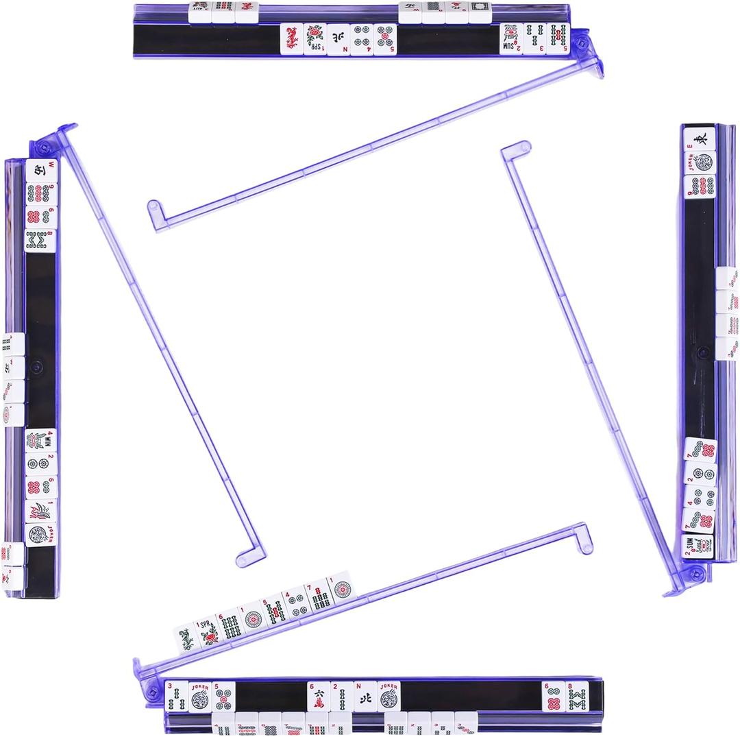 Mahjong Racks, Anti-Slip Design Clear All-in-One Mahjong Racks and Pushers - Modern American Mahjong Tile Racks Set of 4 (Light Purple) Mahjong Racks, Anti-Slip Design Clear All-in-One Mahjong Racks and Pushers - Modern American Mahjong Tile Racks Set of 4 (Light Purple)