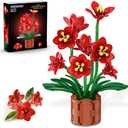 PLAXSOON Amaryllis Flowers Bonsai Building Set, Mother's Day Botanical Collection Building Block, Artificial Plant Kit Home Decor, 503 PCS Flower Bouquet Bonsai for Her Adults Kids Boys Girls 12+