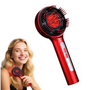 3-in-1 Hair Scalp Massager Comb - Rechargeable Cordless Portable Scalp Care Brush with Essential Oil Applicator, Gentle Scratching & Kneading Massage for Hair & Scalp Nourishment, Fit for Men & Women (Red)