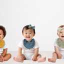 Baby Girl Gift Set, Muslin BoHo Bib with Lace and Matching Bows, Absorbent Cotton Adjustable Bib for Newborn Infant Toddler (Dusty Blue)