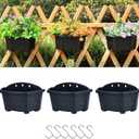 summer flower Hanging Flower Pots, 3 Pack 9.84” Wall Hanging Planters for Railing Fence Balcony, Plastic Plants Pots for Window Box Garden Outdoor Flowers Indoor Decor (Black)