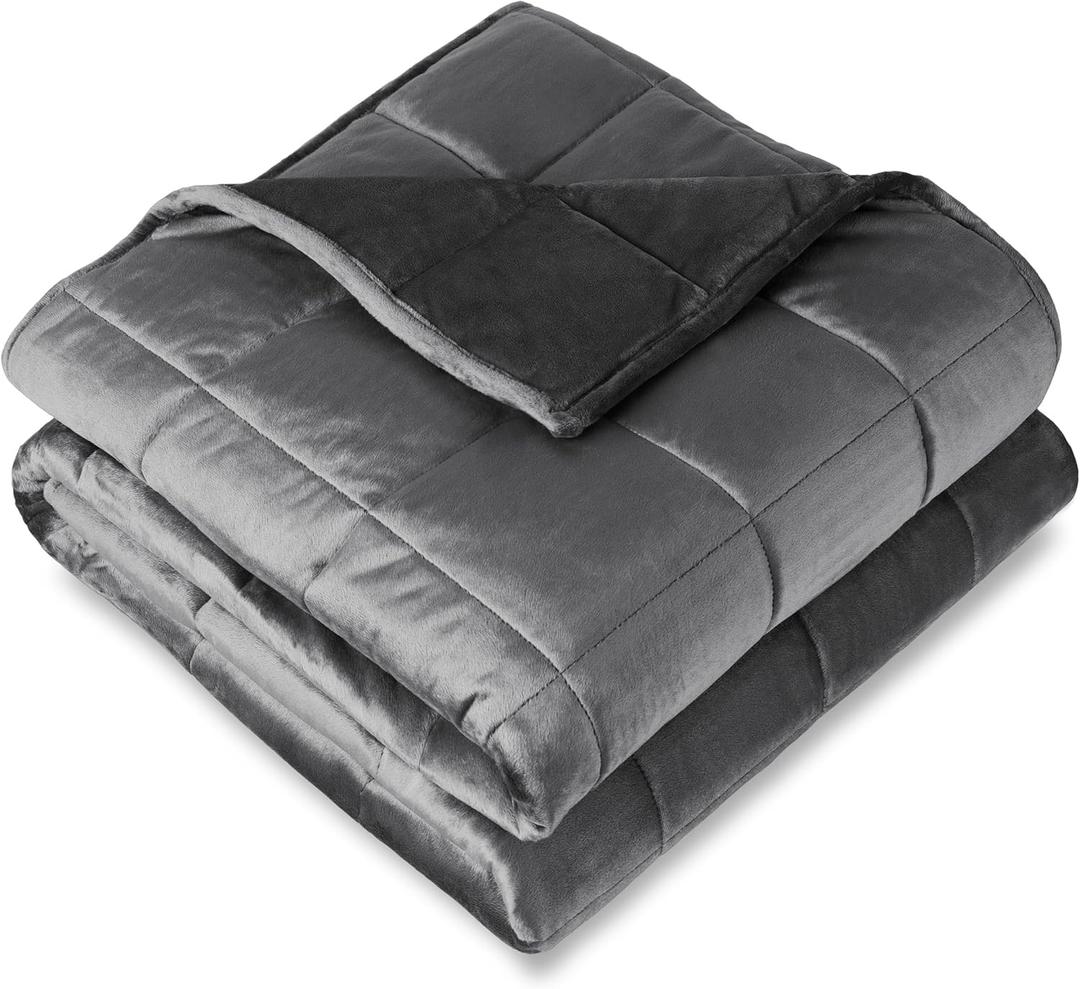 Bare Home Weighted Blanket King Size 25lb (80" x 87") for Adults - Minky Fleece - Premium Heavy Blanket Nontoxic Glass Beads (Grey, 80"x87")