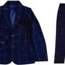 Boys Formal Suit Set Kids Toddler Tuxedo Slim Fit Plaid Suits for Teenage Boys 2-Piece Wedding Party Outfit 8Y