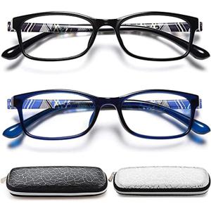 EYEURL Lightweight Reading Glasses Blue Light Blocking - 2 Pairs Computer Readers UV Protection Anti Eyestrain Comfortable TR90 Frame Lightweight Readers Glasses for Men Women +1.5