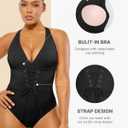 SHAPELLX Women One Piece Swimsuits Tummy Control Bathing Suits Push Up Slimming Swimwear with Built-in Bra V Neck (Black, XXXL)