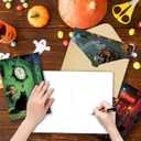 24 Pack Black Cat Halloween Greeting Cards Set, Boxed Spooky Season Gift for Friends Family, 8 Cat-Themed Halloween Cards Bulk With Envelopes and Stickers, 4x6in