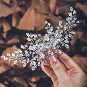 Unicra Silver Bride Wedding Hair Comb Rhinestone Bridal Headpiece Crystal Hair Accessories Hair Piece Jewelry for Women and Girls (A-Silver)