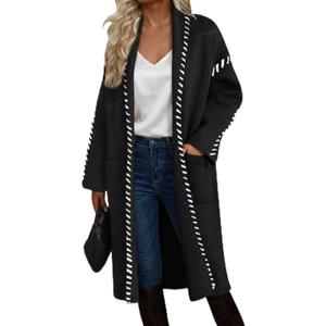 VIMPUNEC Womens Fall Long Cardigan Sweaters Oversized Chunky Jackets Open Front Knit Outwear Coats with Pockets (XL)