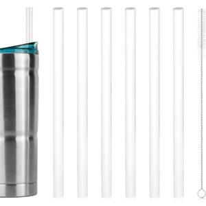 6pcs Reusable Plastic Straws for Bubba 24oz Tumblers, with Stainless Steel Cleaning Brush, Transparent Water Bottle Straws Accessories for Bubba 24oz Envy S Cup (BPA Free)