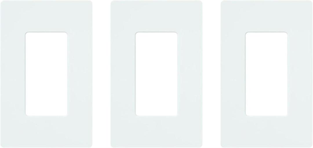 Lutron Claro Light Switch Cover Plate, 1 Gang Wallplate, for Decorator Light Switches, Rocker Light Switch Cover, Outlet Cover, Screwless Switch Plate Cover, Gloss, CW-1-WH-3, White, Pack of 3 