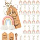 72 Pcs Boho Keychain Set 36 Pcs Macrame Rainbow Keychains Weaving Rainbow Tassel Keychains 36 Thank You Tag (As Shown in Pictures)