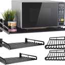 MaxxCloud Electric Oven Holders, Microwave Oven Rack Kitchen Shelf, Black Storage Racks Wall Shelf, Kitchen Organizer Aeronautical Aluminum, Weight Bearing 80 lb (23.6'' x 15.5'', Black)