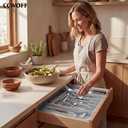 Heavy Duty Stainless Steel Frame Silverware Organizer with Plastic Body, Extra Large Silverware Drawer Organizer, 9 Slot Expandable Kitchen Drawer Organizer, 8 Non-Slip Feet Included, BPA Free, Gray