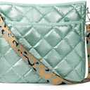 Quilted Crossbody & Puffer Shoulder Bag, Tote with Zipper - Fashion Cotton Quilted Ladies Handbag (Green)