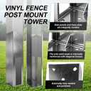 5"x5"x24" Vinyl Fence Post Brackets, Vinyl Fence Concrete/Wood Post Mount Tower, Full Weld Monolithic Design Galvanized Steel Fence Post Insert Kit Anchor (1 Pack)