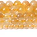 6mm 60pcs A+ Natural Gold Rutilated Quartz Crystal Stone Beads for Jewelry Making DIY Bracelet Necklace 15" Energy Healing Power Stone Beads(Gold Rutilated Quartz, 6mm)