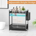 VITVITI 2 Tier Bathroom Organizer Countertop with Drawer, Metal Mesh Bathroom Counter Vanity Organizer Storage, Bath Room Sink Kitchen Spice Rack with Basket Hooks, Black