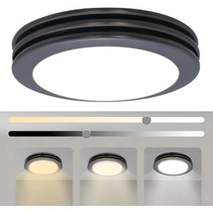 Akicon Bathroom Exhaust Fan with Light, 80 CFM 2 Sones Round Bathroom Fan Light Combo, Dimmable 3CCT LED with Acrylic Cover for Medium Room (Oil Rubbed Bronze)