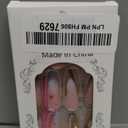 RUOKEXIN Long Stiletto Press on Nails French Tip Fake Nails White Ombre False Nails with Gold 3D Flower Designs Almond Nail Press ons Fall Sparkly Acrylic Artificial Nails for Women 24Pcs