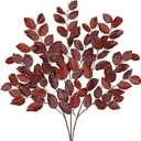 41 inch Artificial Fall Leaves Stem Fake Autumn Foliage Branches Citrus Leaf for Home Kitchen Farmhouse Vase Thanksgiving Table Centerpieces Party Decor Burgundy (Red)