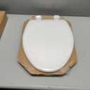 Mayfair Linden Slow Close Toilet Seat, Non Slip Heavy Duty Wood, Easy Install, Elongated, White