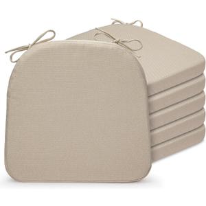 SQUARE MOON Chair Cushions for Dining Chairs, High Resilience Foam Dining Room Chair Pads, Kitchen Seat Cushions with Ties, Machine Washable, 17" x 16" x 2", 6/Pack, Beige