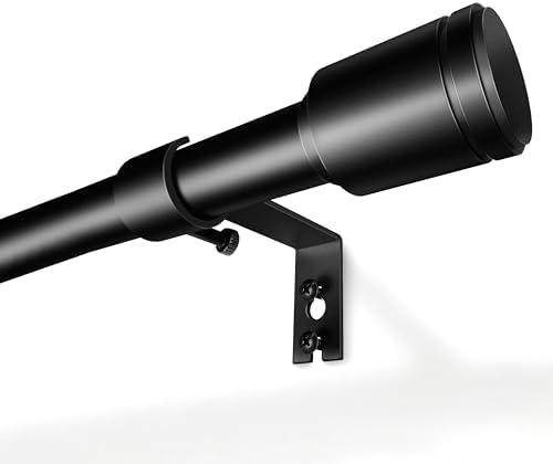 5/8” Diameter Curtain Rods 30-90 Inch, for 30-84 Inch Windows, Adjustable Splicing Black Curtain Rods for Windows with Brackets, Window Rod Long Small Curtains Rod