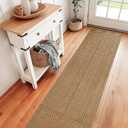 Hallway Washable Runner Rug,2x10 ft Boho Braided Kitchen Rugs,Neutral Entryway Rug,Faux Jute Rug,Non Slip Indoor Farmhouse Solid Carpet for Bathroom Living Room Bedroom,Tan Brown
