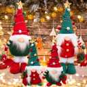 4 Pcs Large Christmas Plush Gnome Decorations Xmas Farmhouse Tiered Tray Tree Decor Nordic Handmade Swedish Tomte Gnomes Xmas Standing Plush for Christmas Tabletop Centerpieces