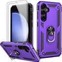 LUMARKE for Galaxy S23 FE Case with Screen Protector, Pass 16ft. Drop Tested Military Grade Protective Phone Cover with Magnetic Ring Kickstand Compatible with Car Mount Holder Purple