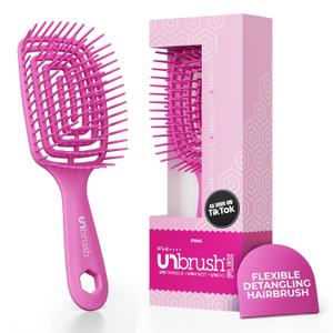 FHI Heat UNbrush Flex Detangling Brush Ultra-Flexible, Pain-Free Hair Brush Detangler with DuoFlex Anti-Static Bristles for Removing Tangles, Massaging Scalp & Faster Styling