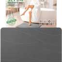 32"x20" Stone Bath Mat, Diatomaceous Earth Shower Mat, Non-Slip Super Absorbent Quick Drying Bathroom Floor Mat, Natural, Easy to Clean (Dark Grey)