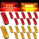 Yahenda 20 Pieces 3.9 Inch 3 LED Trailer Marker Lights Trailer LED Waterproof Side Marker Light Rectangle Signal Running Lights for Truck Boat Rv Exterior Accessories(Amber, Red)