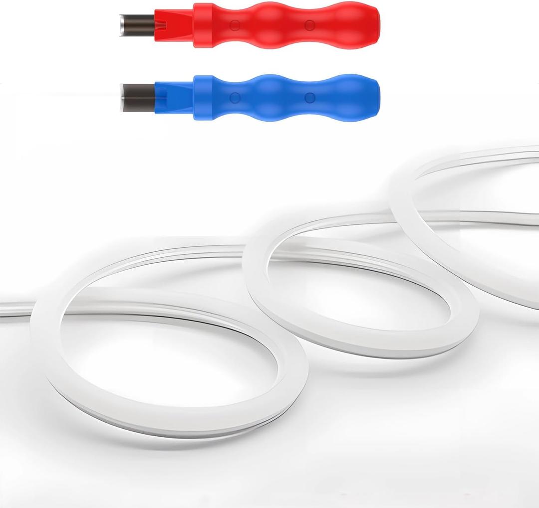 JARBIH Separated Neon Flexible LED Light Strip Cover, 16.4ft 6mm Wear Free DIY Bendable Silicone Diffuser Cover with 2 Pcs Cutter and Same Color Lamp Belt, for Bar Car Outdoor Home DIY Decor(White)