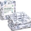 RUVANTI 100% Organic Cotton Sheets Queen Size, Percale Weave, GOTS Certified, 4-Piece Set, Deep Pocket 15", Crisp & Breathable, Soft Durable Bedding, Sbanas Algodn Orgnico  Deluxe