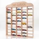 Seenelling Wood Diecast Car Display Case, Wall Mount, Wood Color, 50 Spaces
