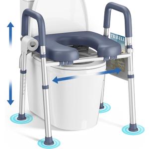 KEKOY Toilet Seat Risers for Seniors, Adjustable Height Width, Fits Most