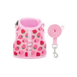 Generic Adjustable Cat Harness - Anti-Escape Kitten Safety Set - Soft Mesh Vest for Walking and Training (S), Pink