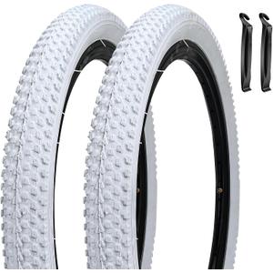 SIMEIQI Pair of 12"/14"/16"/18"/20"x2.125" Bike Tires White for Trail Road Urban Pavement Kid's Replacement Bicycle Tyres Compatible with 14/16/18/20x1.75/1.95/2.0/2.125 Tire Wheel